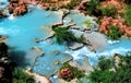 Havasupai Falls, pools, blue water, geological formation rock walls Royalty Free Stock Photo