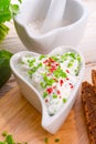 Have breakfast curd with chives Royalty Free Stock Photo