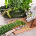 Have breakfast curd with chives Royalty Free Stock Photo