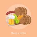 Have a Drink Vector Illustration of Beer Barrels Royalty Free Stock Photo