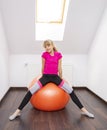 Have fitness time , smile girl with fitness ball