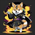 Have fun dancing with Shiba Inu. Royalty Free Stock Photo