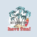 Have Fun in Summer Time Poster with Palms on Beach Royalty Free Stock Photo