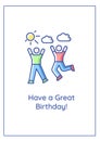 Have great birthday greeting card with color icon element