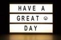 Have a great day light box sign board Royalty Free Stock Photo