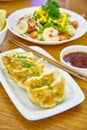 Have gyoza or fried dim sums are on a plate Royalty Free Stock Photo