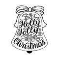 Have a holly jolly Christmas. Hand lettering greeting card with Christmas tree shape. Vintage typography vector design. Royalty Free Stock Photo