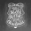 Have a holly jolly very merry Christmas. Hand lettering greeting card with Christmas jingle bells frame. Vintage typography design Royalty Free Stock Photo