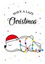 Have a lazy christmas with cute polar bear wear Santa hat Royalty Free Stock Photo