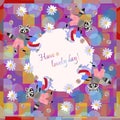 Have a lovely day! Beautiful card with cute cartoon raccoons