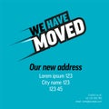 We have moved blue minimalistic flyer template Royalty Free Stock Photo