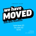 We have moved blue minimalistic flyer template Royalty Free Stock Photo