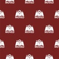 We have moved icon seamless pattern isolated on color background Royalty Free Stock Photo