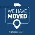 We have moved minimalistic blue flyer template Royalty Free Stock Photo