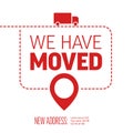 We have moved minimalistic red flyer template Royalty Free Stock Photo