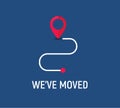 We have moved new address office flyer concept banner icon. Move address announcement change company service vector Royalty Free Stock Photo