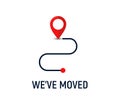 We have moved new address office flyer concept banner icon. Move address announcement change company service vector Royalty Free Stock Photo