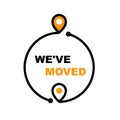 We have moved - office relocation icon, business transfer and moving