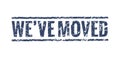 We have moved sign stamp. Office home move label isolated notice grunge rubber seal