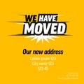 We have moved yellow minimalistic flyer template Royalty Free Stock Photo