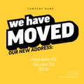 We have moved yellow minimalistic flyer template Royalty Free Stock Photo