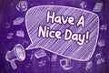 Have A Nice Day - Doodle Illustration on Purple Chalkboard. Royalty Free Stock Photo