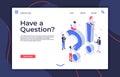 Have question. Isometric questioning persons, how to asking and ask questions landing page vector illustration Royalty Free Stock Photo