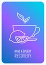 Have quick recovery blue gradient postcard with linear glyph icon