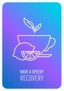 Have quick recovery blue gradient postcard with linear glyph icon