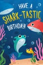 Have shark-tastic birthday greeting card