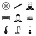 Have a shave icons set, simple style
