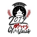 Have very Merry Christmas and Happy New Year 2019 we wish you lettering text logo Royalty Free Stock Photo