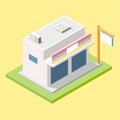 Modern Store Minimarket in Isometric Design Royalty Free Stock Photo