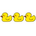 Isolated yellow rubber ducks illustration Royalty Free Stock Photo