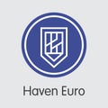 Haven Euro - Cryptocurrency Trading Sign. Vector Icon