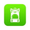 Haversack icon green vector
