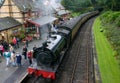 Haverthwaite, England / United Kingdom - Sept, 9, 2011: Landscape view of a Lakeside and Haverthwaite Railway train ready to Royalty Free Stock Photo