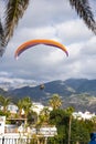 Motorized Paraglider over the Spanish resort of Nerja on the Costa del Sol Spain Royalty Free Stock Photo