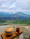 Having coffee with beautiful mountain view Royalty Free Stock Photo