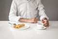 Having coffee and pie. Royalty Free Stock Photo