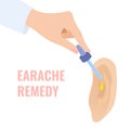 Having earache remedy drops in the ear