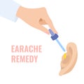 Having earache remedy drops in the ear