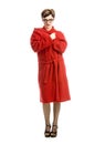 Having fun in bathrobe Royalty Free Stock Photo
