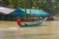 Having Fun with boat in Flood Royalty Free Stock Photo