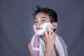 Having fun with shaving cream. Royalty Free Stock Photo