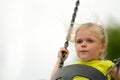 Having fun on the swings