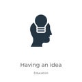 Having an idea icon vector. Trendy flat having an idea icon from education collection isolated on white background. Vector Royalty Free Stock Photo