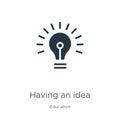 Having an idea icon vector. Trendy flat having an idea icon from education collection isolated on white background. Vector Royalty Free Stock Photo