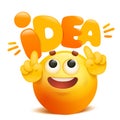 Having idea yellow emoticon cartoon emoji character