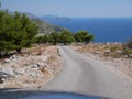 Having a ride near Dubrovik, Croatia - mountain road, car bonnet and coast line view